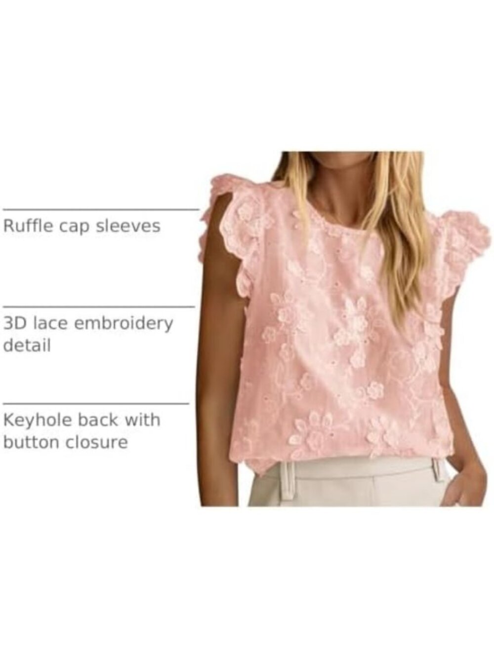 Cute Lace Top for Women | Embroidered Eyelet Blouse | Stylish Summer Fashion - Picture 4 of 6